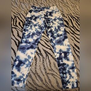Blue and White Tie-Dye Leggings
